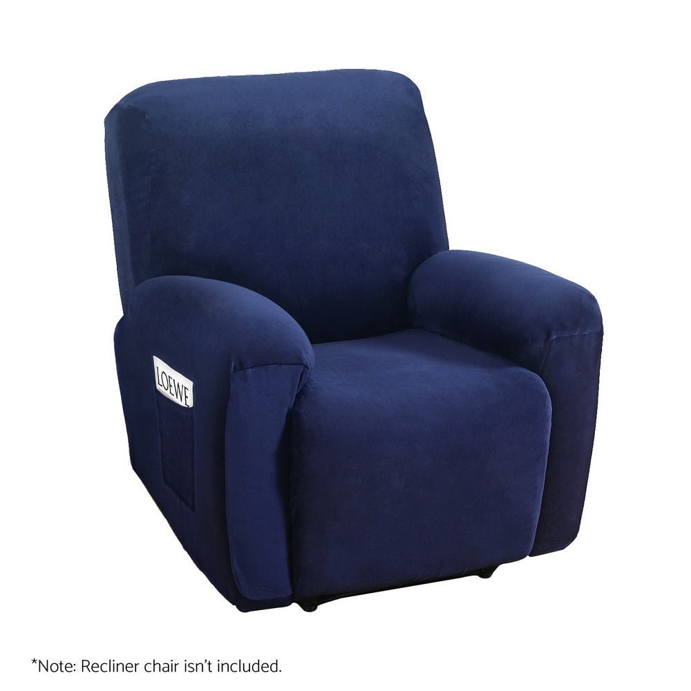 Artiss Recliner Chair Covers 1 Seater Velvet Navy - NuSea